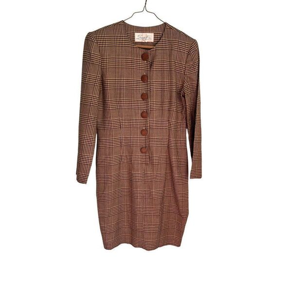 santa fe Dresses & Skirts - Vintage 80s Dress Wiggle Plaid Lined Career Vent Size‎ 6